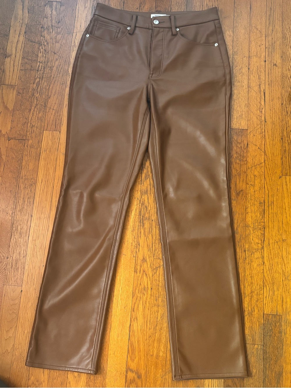 Good American Better Than Leather Good Icon Straight Leg Pants- Caramel 10/30